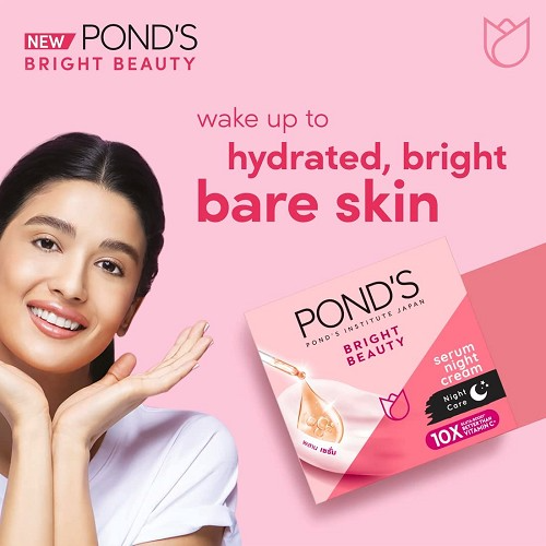 Pond's Bright Beauty Serum Night Cream with 10× Gluta Boost - 50g