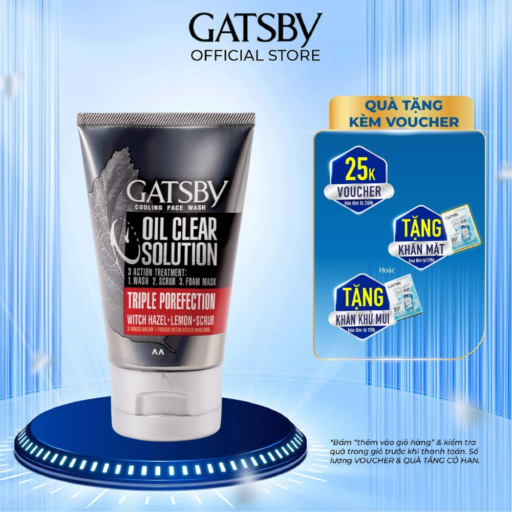 Gatsby Men Oil Clear Solution Triple Porefection Face Wash - 100ml