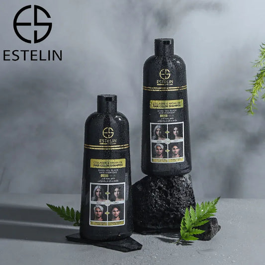 Estelin Collagen & Argan Oil Hair Color Shampoo Natural Black - 400ML