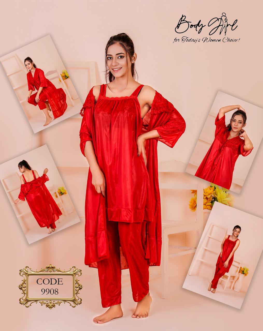 Elegant Silk & Lace Breathable 3-Piece Long Gown Nightwear Set Women