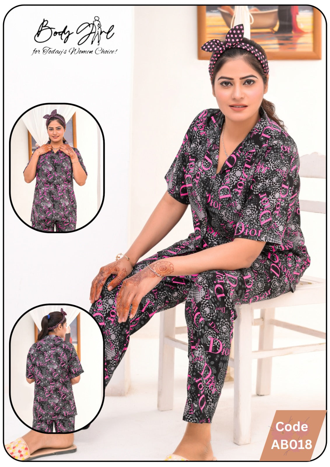 Nighty Fun Girls Nightwear Suit Black
