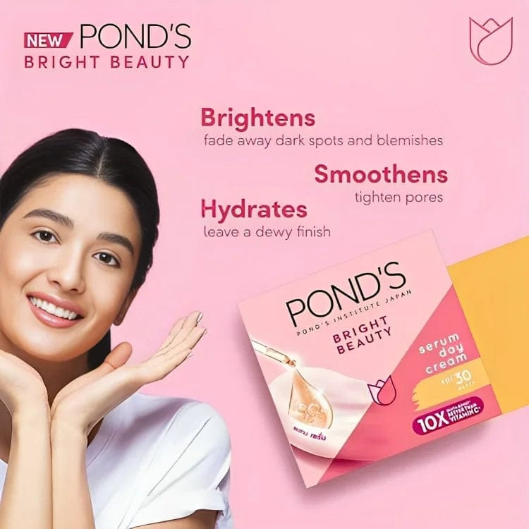 Pond's Bright Beauty Serum Day Cream with 10× Gluta Boost & SPF 15 PA++ - 50g