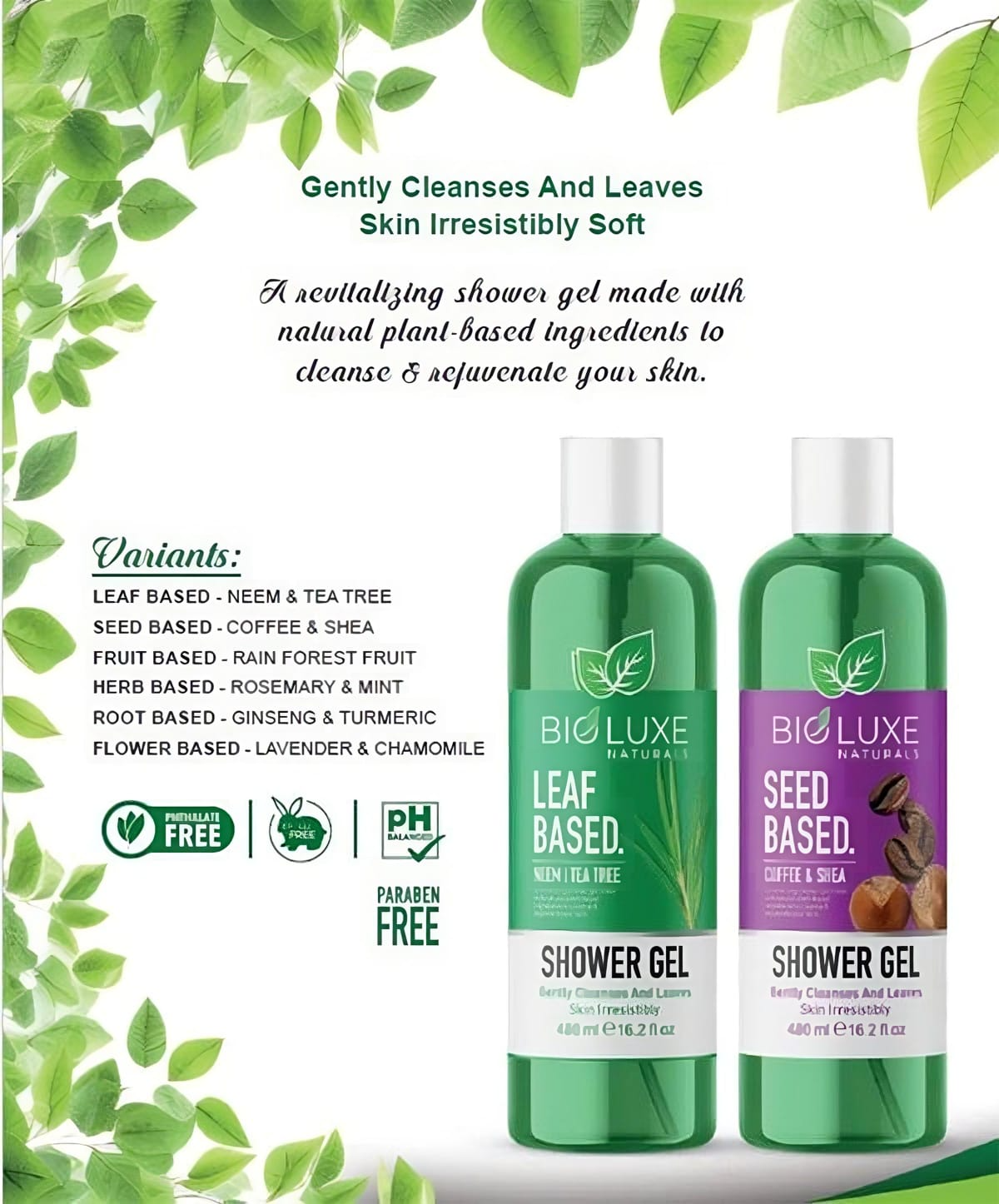 BIO'LUXE Naturals Organics Based Shower Gell - 480ml