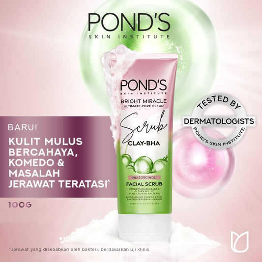 Pond's Bright Miracle & Anti-Acne CLAY-BHA Facial Scrub - 100g