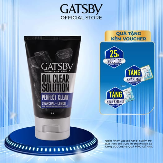 Gatsby Men Oil Clear Solution Perfect Clean Charcoal + Lemon Face Wash - 100ml