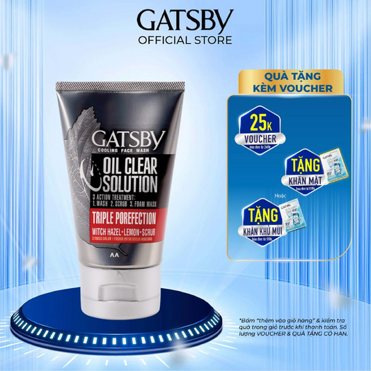 Gatsby Men Oil Clear Solution Triple Porefection Face Wash - 100ml