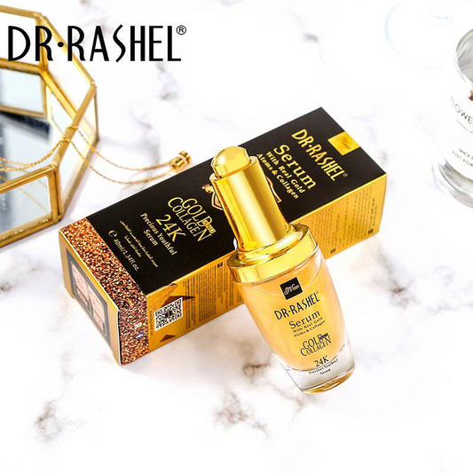 DR. RASHEL 24K Real Gold Atoms Ampoule Collagen Makeup Primer Anti Wrinkle Hyaluronic Acid Face Whitening Serum - 40ml