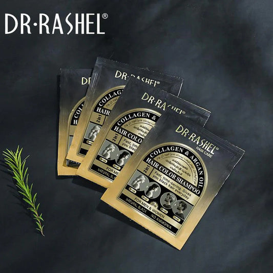 DR.RASHEL Collagen And Argan Oil Natural Black Hair Color Shampoo 10 Sachet - 25ml
