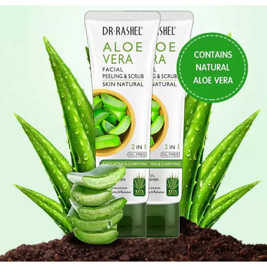 Dr Rashel Aloe Vera Facial Peeling & Scrub Skin Natural 2 In 1 Oil-Free Exfoliating & Clarifying, 100g
