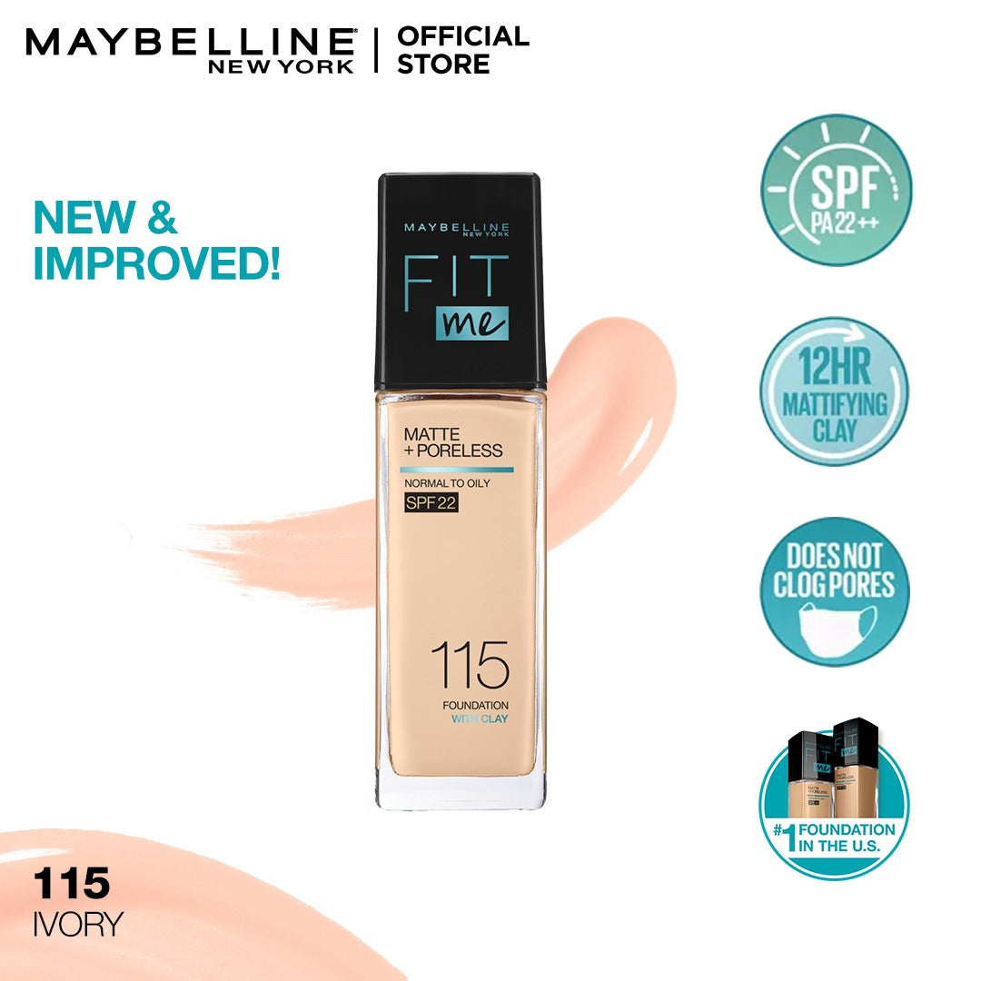 Maybelline Fit Me Matte + Poreless Liquid Foundation SPF 22 - 115 Ivory 30ml