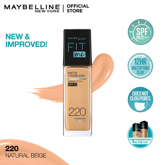 Maybelline Fit Me Matte + Poreless Liquid Foundation SPF 22 - 220 Natural Beige 30ml