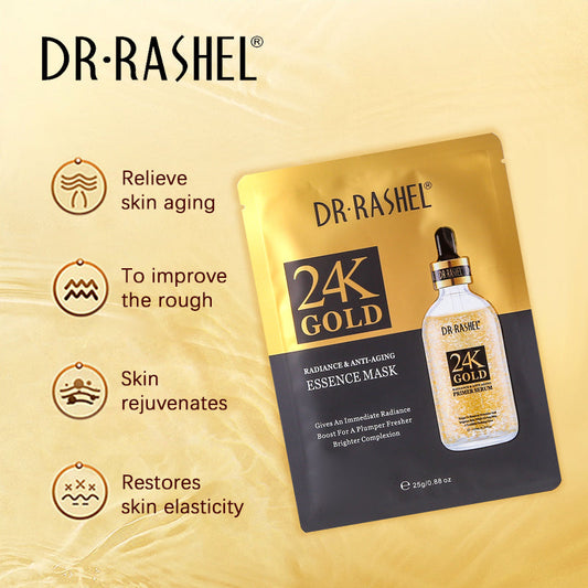 Dr.Rashel 24K Gold Radiance & Anti-Aging Essence Mask - Pack of 5