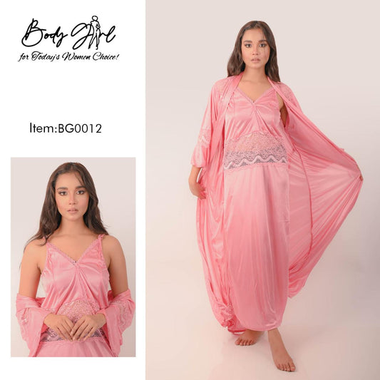 Baby Pink Silk Night Gown