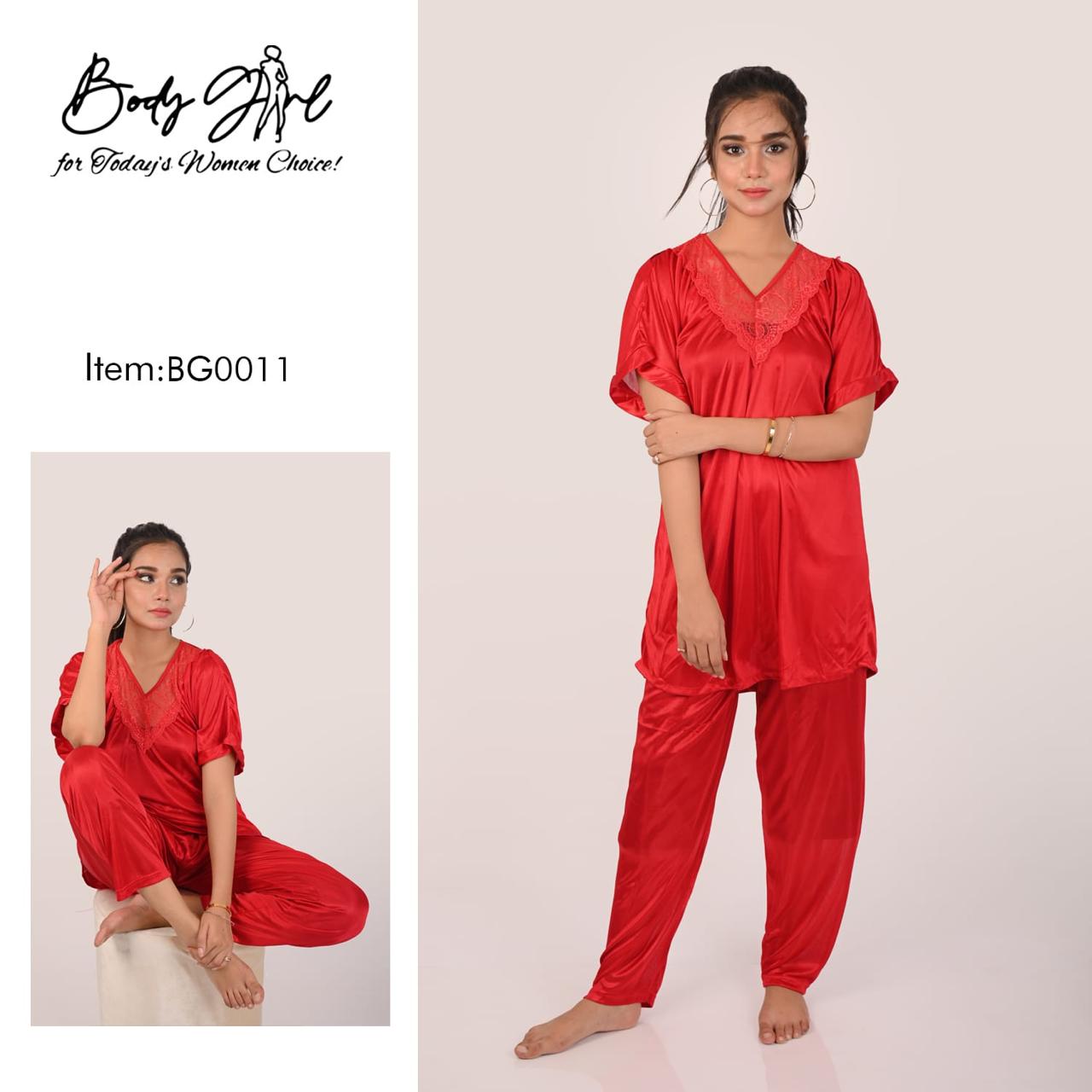 2-Pieces V-Neck Nightwear For Girls & Women