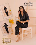 2 Pieces Bridal Silk Night Sleeping Suit For Girls & Women