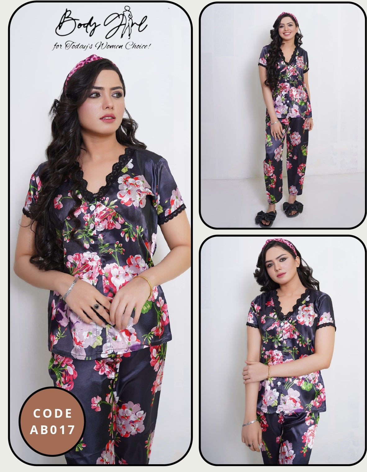 Floral Printed Shirt & Trouser Night Wear