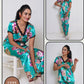 Sky Green Floral Print Pajama Set – 2-Piece Loungewear