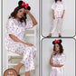 Elegant White Pajama Set – 2-Piece Loungewear with Red Heart Print
