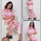 Luxury Satin Checkered Pajama Set – Pink & White