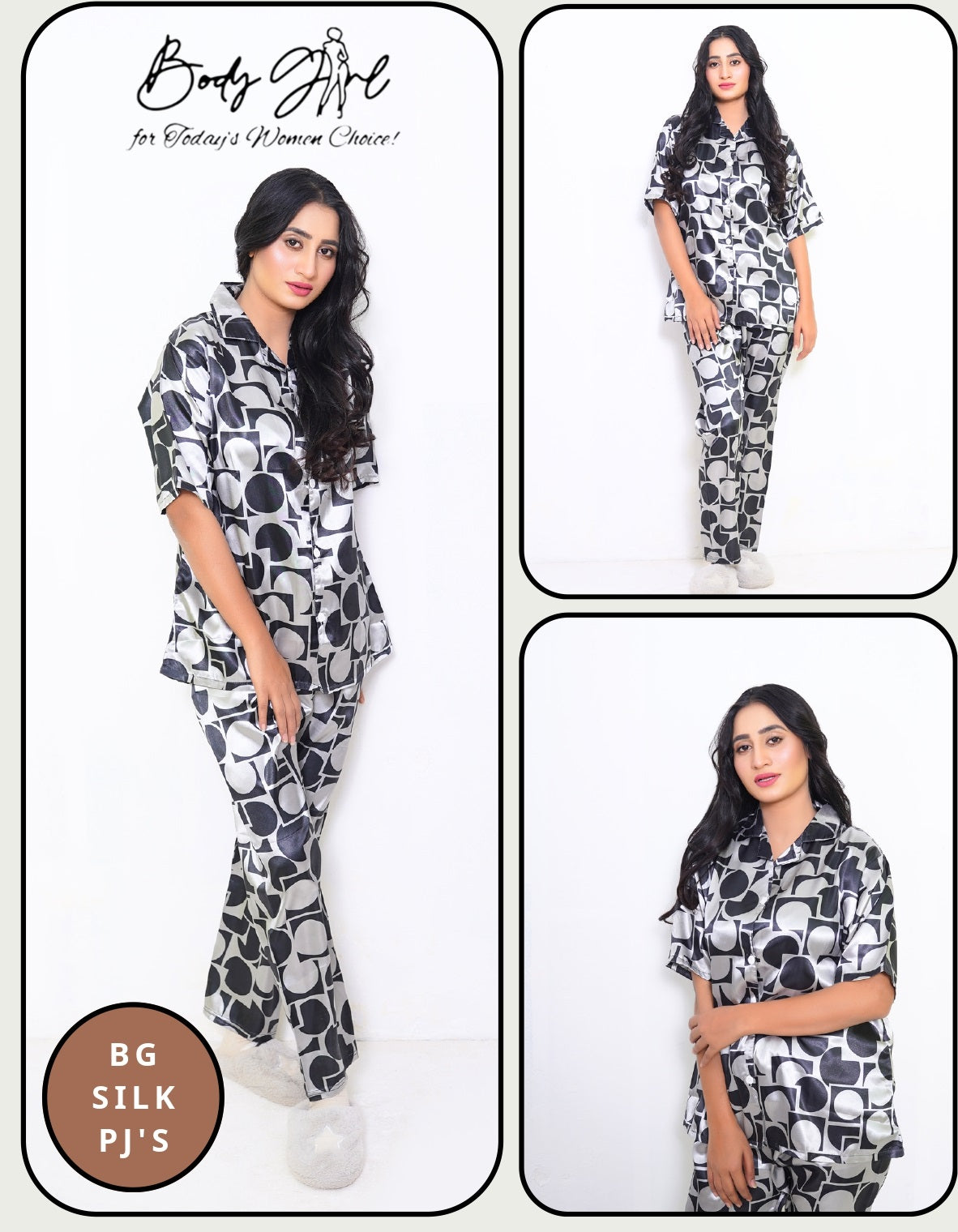 Stylish 2-Piece Half Sleeves Set – Black & White Design