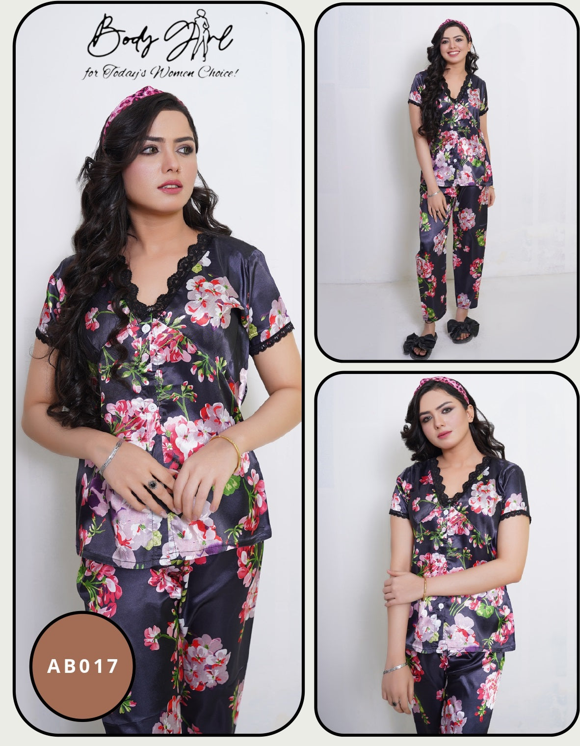Floral Printed Shirt & Trouser Night Wear For Girls & Women