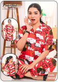 Stylish 2-Piece Half Sleeves Set-Red & White Design