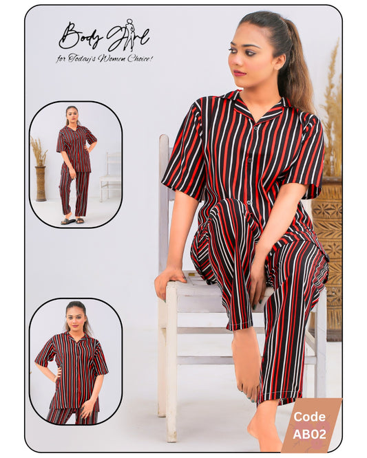 Body Girl Black Satin Stripe Wrap Top For Girls & Women