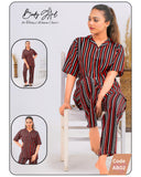Body Girl Black Satin Stripe Wrap Top For Girls & Women