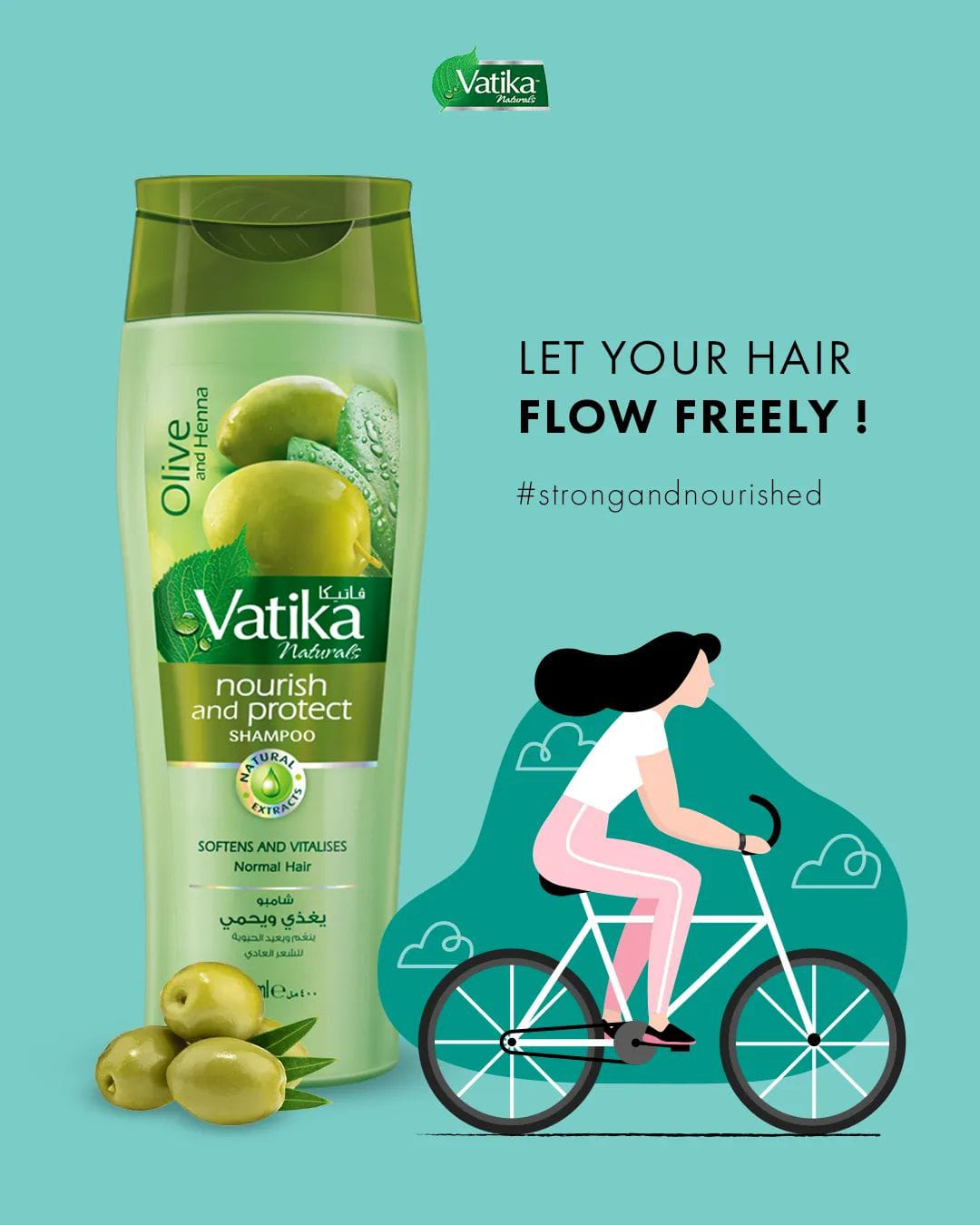 Dabur Vatika Olive & Henna Nourish & Protect Shampoo - 360ml