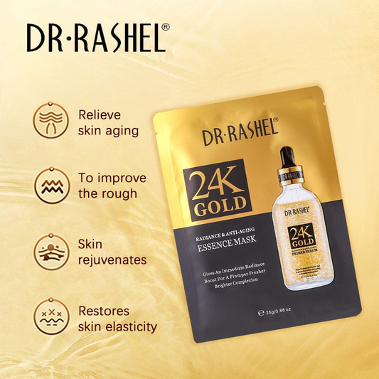 Dr.Rashel 24K Gold Radiance & Anti-Aging Essence Face Mask - Pack of 5