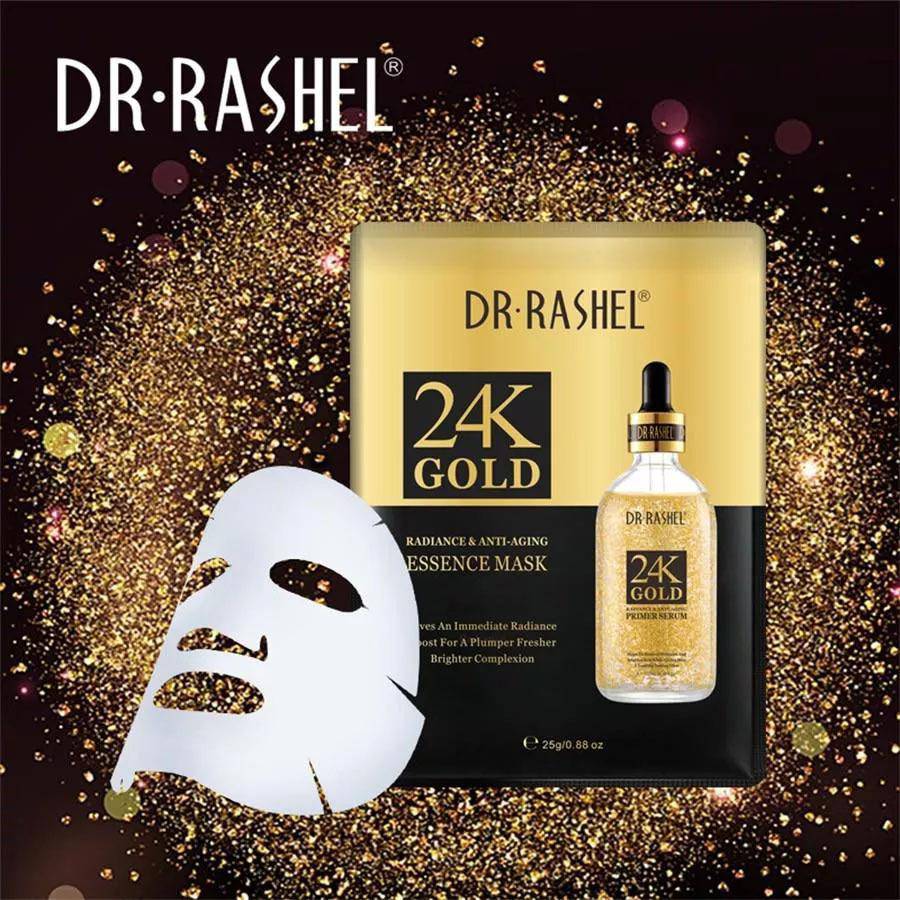 Dr.Rashel 24K Gold Radiance & Anti-Aging Essence Mask - Pack of 5
