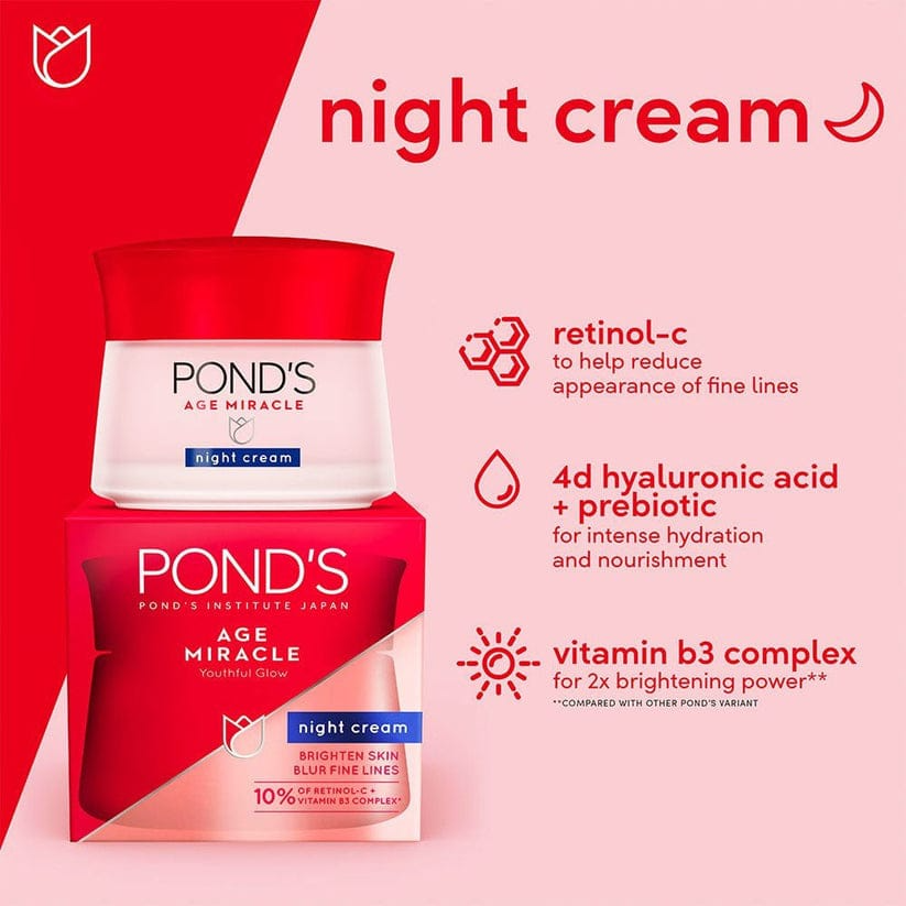 Pond’s Age-Miracle Night Cream with 10%[Retinol-C & Vitamin B3 Complex] - 50g