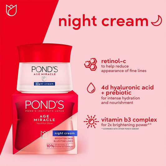 Pond’s Age-Miracle Night Cream with 10%[Retinol-C & Vitamin B3 Complex] - 50g